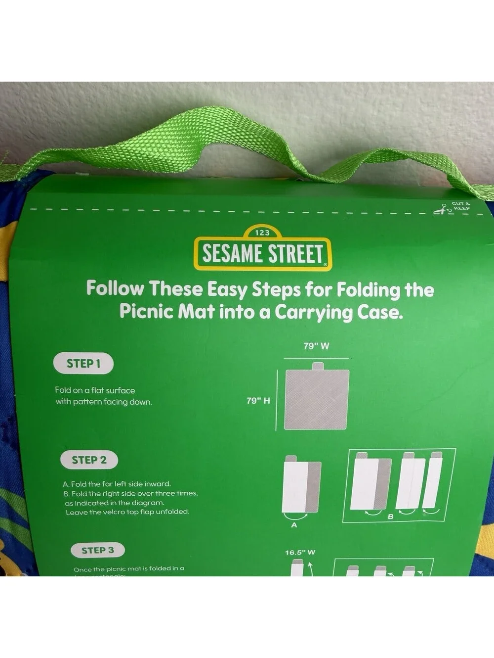 Sesame Street Outdoor Picnic Mat 79x79 Oversized Elmo Cookie Monster Fruit
